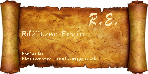 Rötzer Ervin névjegykártya